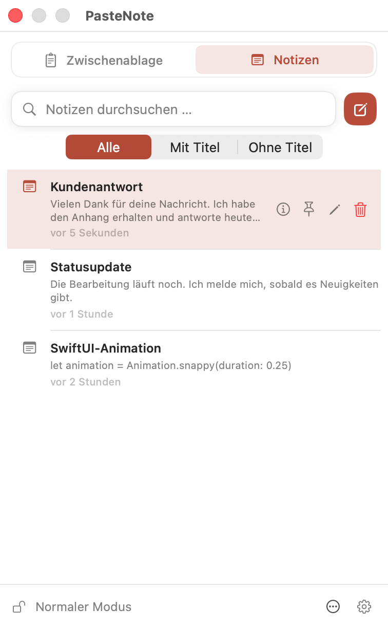 Wiederverwendbare Notizen in PasteNote