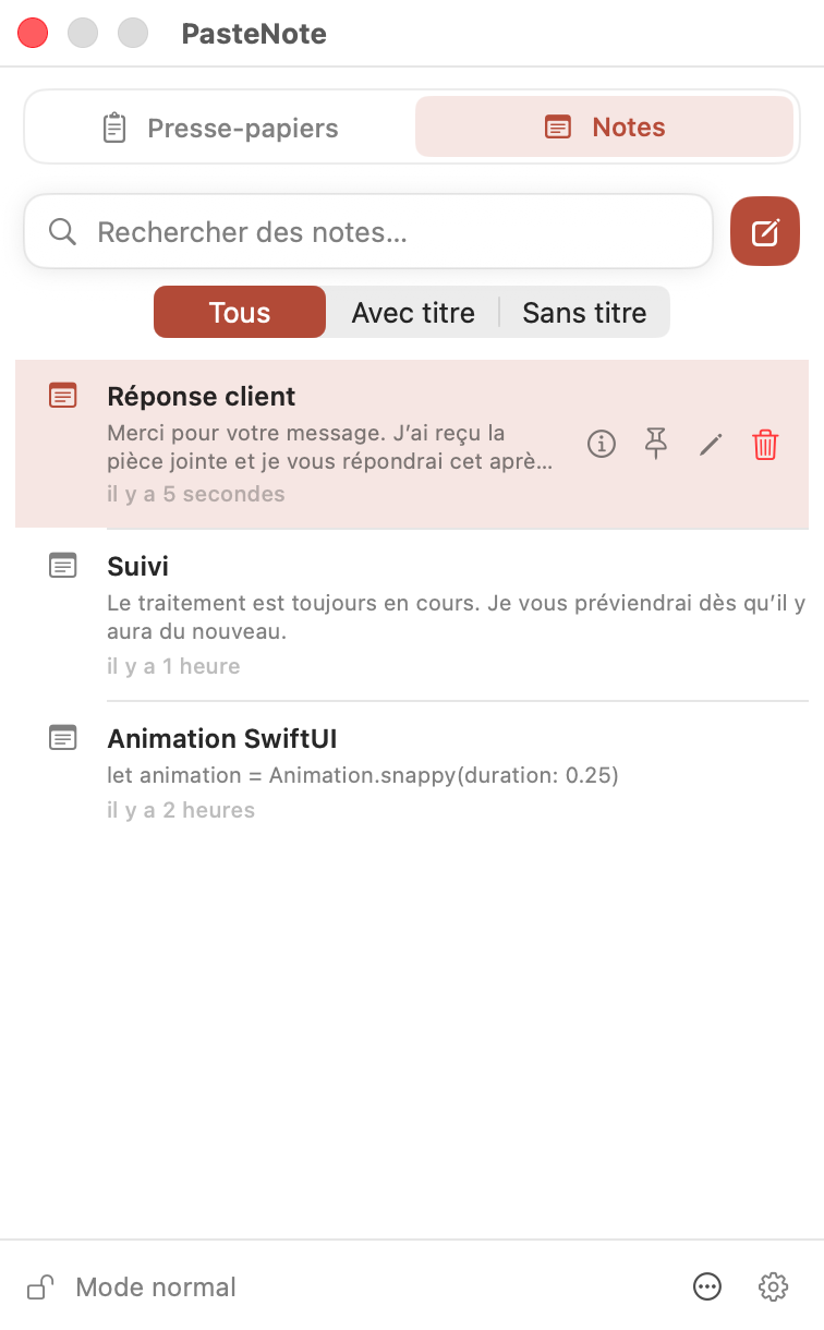 Notes réutilisables dans PasteNote